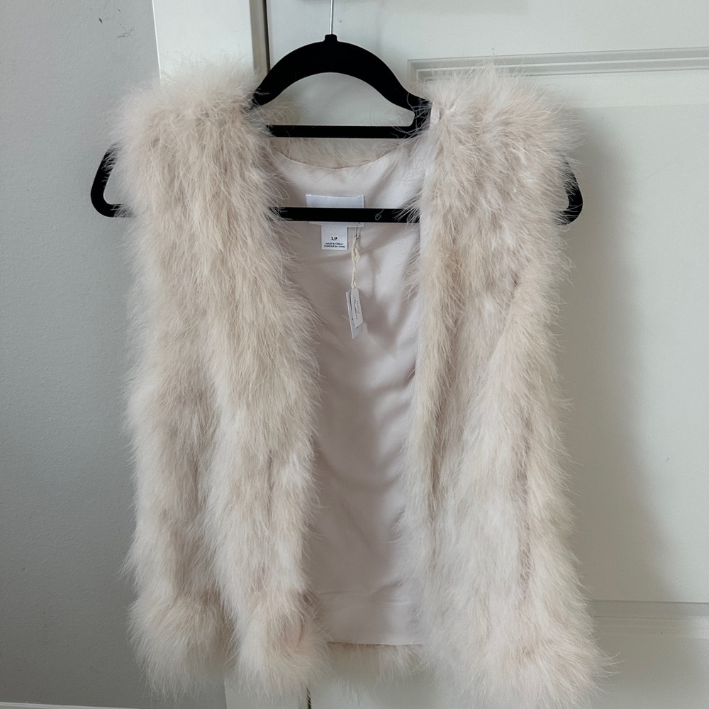NWT Club Monaco Light Pink Genuine Feathers Vest Size S